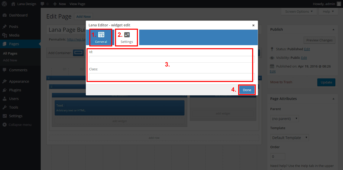 Widget edit dialog - settings tab