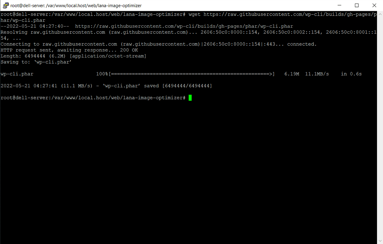 Download wp-cli.phar with wget command